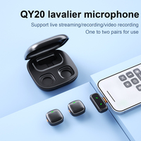 QY20 Dernier microphone dynamique omnidirectionnel sans fil miniature avec réduction de bruit, 2 récepteurs micro et affichage numérique