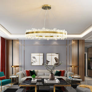 Simple Modern Indoor Hotel Decorative Hanging Chandelier Round Gold Glass <b>Ceiling</b> Pendant <b>Light</b> - Product Image 4