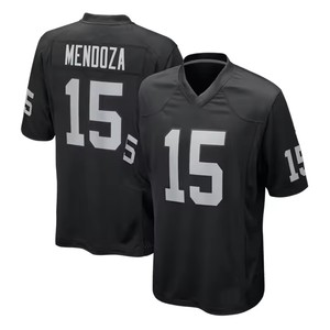 Herenkleding # 15 Fernando Mendoza voetbalshirt zwart wit gestikt American Football Game Jersey sneldrogend sportuniform voor fans - Product Image 2