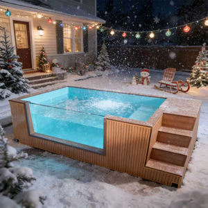 Piscina con Cubierta Retráctil y Fuente de Cascada Integrada para Patio Trasero - Product Image 4