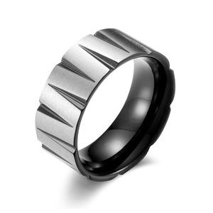 Geometric Titanium Steel <b>Ring</b> Black Colored Gold Unisex Fashion Jewelry Gift - Product Image 1