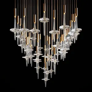 Luxury Crystal Chandeliers Art Murano Glass Hanging Lamps Pendant Lights for Hotel Lobby Villa Spa Resorts