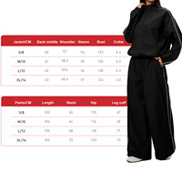 Veste de course zippée à col montant pour femme, pantalon de sport à taille élastique et jambes larges, survêtement femme avec surpiqûres contrastées