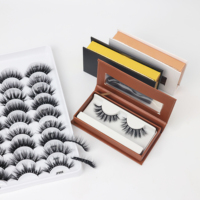 3d 5d Fluffy Faux Mink Full Strip Eyelashes Vendeur en gros Vegan 3d Faux Mink Eye Lash Private Label Faux Cils
