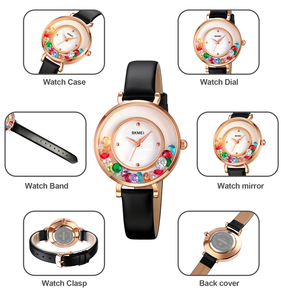 Montres SKMEI 2041 pour filles, bracelet en cuir véritable argenté, montre pour femmes, montre sport à quartz tendance pour femmes, Reloj Montres - Product Image 5