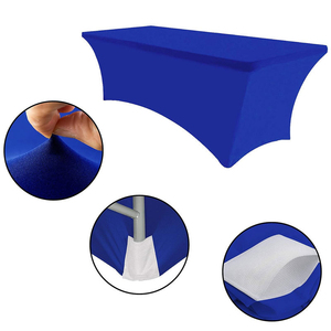 Housse <span class=keywords><strong>de</strong></span> table ajustée extensible 100 % polyester imperméable, imprimée sur mesure avec logo, texte et photo personnalisés pour la publicité en salon professionnel - Product Image 6