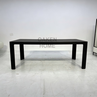Table à manger rectangulaire en chêne noir minimaliste OAKEN, table à dîner simple en bois pour la maison, meubles de salle à manger