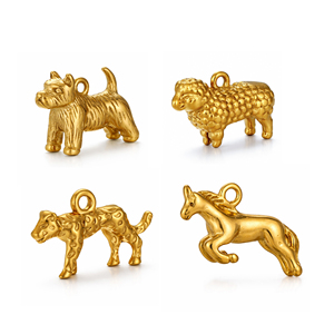 Dijes de Acero Inoxidable 3D de Caballo, Perro, Oveja, Leopardo, Elefante, León Marino, Sin Decoloración, para Hacer Collares, Pulseras y Joyería - Product Image 1