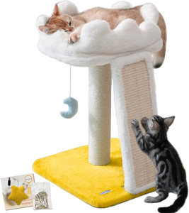<b>Cat</b> Tree, Cloud <b>Cat</b> <b>Tower</b> with Soft Bed, <b>Cat</b> <b>Scratching</b> Post & Pad with Larger Perch for Window Viewing, with Cute Toys - Product Image 1