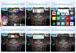 เครื่องเล่นมัลติมีเดีย Android ขนาด 10.25 นิ้ว พร้อมระบบนำทาง GPS วิทยุติดรถยนต์ รองรับ CarPlay สำหรับ Infiniti QX56 QX80 และ Nissan Armada Patrol Y62 ปี 2010-2020 - Product Image 6