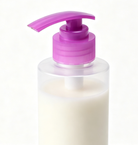 Bomba dosificadora de plástico PP 33/410 de 4cc con salida de presión acanalada morada para champú, gel de baño, botella de cosméticos, logotipo personalizado - Product Image 4