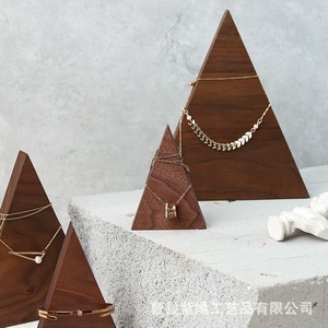 Wooden Triangular Jewelry Rack For Necklace Display <b>Storage</b> Stand With Custom Logo Option - Product Image 1