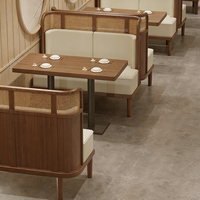 Canapé de restaurant à thème, style Asie du Sud-Est, pour hôtel, café, restaurant occidental, combinaison table et chaise en bois massif et rotin, vintage