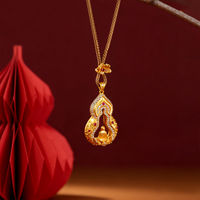 Collier en alliage avec pendentif gourde doré et figurine Bouddha pour femme TANGPEI, bijoux tendance
