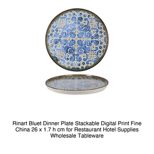 Plato de Cena Apilable Rinart Bluet con Impresión Digital, Porcelana Fina, 26 x 1.7 h cm, para Suministros de Restaurantes y Hoteles, Vajilla al por Mayor - Product Image 2