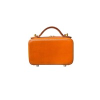 Sac à bandoulière carré pour cosmétiques, en cuir véritable, style vintage italien, géométrique, avec fermeture éclair, portable, étui à maquillage