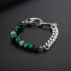 Bracelets tendance en acier inoxydable fin de haute qualité en pierre d'oeil de tigre bijoux à bas prix vente en gros - Product Image 4