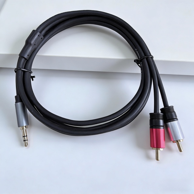 3.5mm Aux to 2 RCA Gold-Plated Audio Cable for TV/Amplifier/Speaker