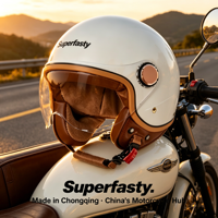 Superfasty Nouveau Casque Moto Demi-Face en ABS Premium Léger avec Fermeture Rapide et Design Graphique pour Toutes Saisons