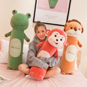 En stock, peluche douce et mignonne de dessin animé, coussin long, animal singe, lapin, grenouille, lion, jouet en peluche rembourré - Product Image 5