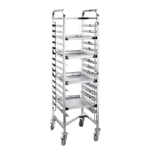 Heavybao Kitchen Equipment Stainless Steel 15-Tier Stackable Bakery Trolley For 40x60CM Pans trolley cart for barking