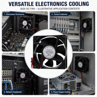 Ventilador de Flujo Axial DC 9225 5V/12V/24V/48V con Rodamiento de Bolas, Aspas de Plástico, Personalizable ODM, Impermeable IP67, Ventilador de Refrigeración 3000RPM