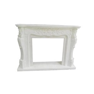 Chimenea Moderna Independiente de Mármol Blanco para Uso en Villas - Product Image 3