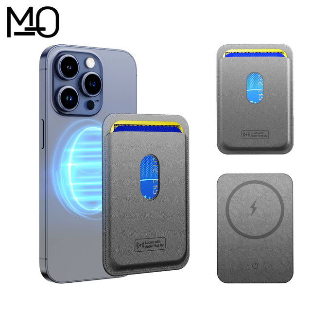 Find My Smart Wallet Case RFID Blocking Anti-Lost Tracker PU Material Zipper Closure Fashion Logo Portable Credit Card Passport