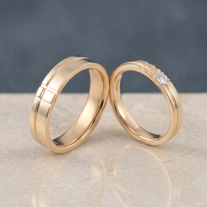 Classic Round 3mm Natural Diamond <b>Couple</b> Wedding <b>Rings</b> Men Women Engagement Gift Fashion 18K Yellow Gold Certified <b>Ring</b> Set - Product Image 4