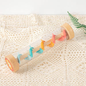 Jouet pluieuse en bois - <span class=keywords><strong>Tube</strong></span> sonore rotatif pour bébés, instrument musical sensoriel Montessori pour l'éducation précoce - Product Image 2