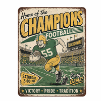 Plaque Métallique Vintage Personnalisée Imperméable avec Motif Football Américain pour Décoration Murale de Club ou Chambre – Vente en Gros