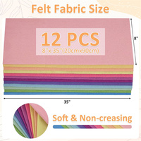 Feuille de tissu en feutre doux 8 "x 35" 12 couleurs assorties de la série Macarone pour bricolage artisanat couture carrés Patchwork non tissé
