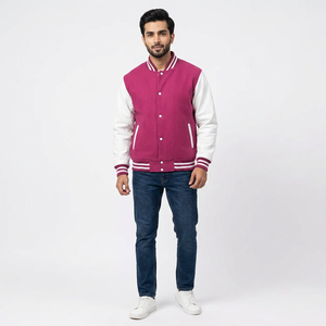High Quality Custom <b>Mens</b> Varsity <b>Baseball</b> <b>Jacket</b> Black Leather Sleeve Bomber in College Style with Front Logo Wholesale - Product Image 1