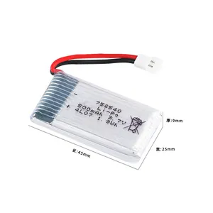 High Discharge 3.7V 500mAh 25C 30C Lipo Battery with Connector for Drone