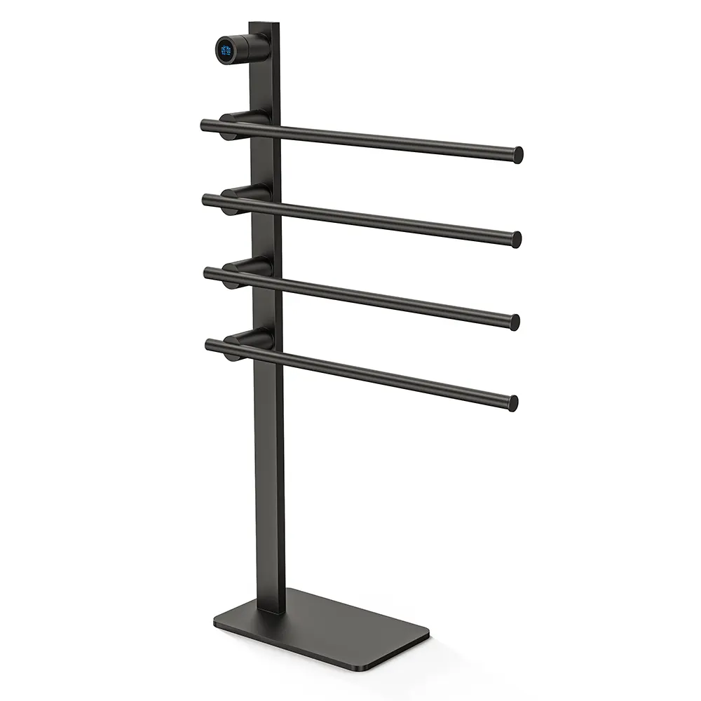 Thiết kế mới nhất điện nước nóng barbershop Rack khăn đứng khô Kệ phòng tắm khăn rails với Plug-in