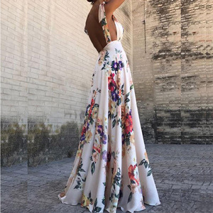 Vestido Largo Halter sin Espalda con Estampado Floral, Cintura Imperio, Sin Mangas, Vestido Maxi de Verano, Moda Femenina - Product Image 4