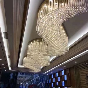 Grands lustres fantaisie en cristal personnalisés pour les hôtels salles de banquets Suspension élégante pour l'éclairage de villa Forme longue - Product Image 2