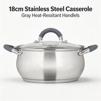 Ensemble de casseroles en acier inoxydable de style américain moderne et écologique, avec couvercle en verre, compatible induction et gaz, passe au lave-vaisselle