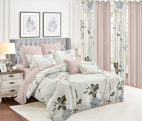 Parure de Lit et Rideaux Assortis pour Décoration Intérieure Élégante, Tissé Écologique 100% Polyester, Ensemble de Draps en Microfibre Imprimée Moderne 40