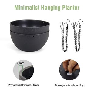 <span class=keywords><strong>Jardinière</strong></span> suspendue légère en plastique de grande taille avec trous de drainage, design minimaliste moderne pour une utilisation en intérieur et en extérieur - Product Image 5