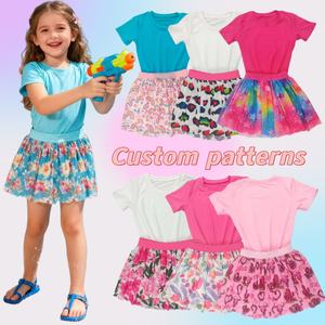 ट्रेंडी बच्चों की लड़की 2 टुकड़े ग्रीष्मकालीन कपड़ों के साथ बाल सादे शर्ट सेट थोक लड़की गर्मियों के कपड़े सेट - Product Image 1