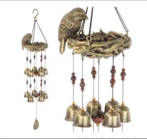 Carillons éoliens en forme de nid d'oiseau, avec 12 cloches à vent, pour cadeau d'amour des mères de gloire, décor suspendu pour cour de jardin