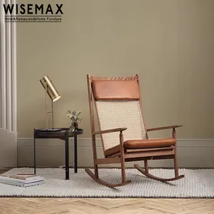 WISEMAX mobili nordico retrò in legno massello per il tempo libero sedia a dondolo per balcone in Rattan Design sedia a sdraio mobili per la casa