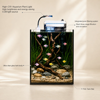 Aquarium de bureau intégré en gros avec couvercle PC, kit d'aquarium tout-en-un personnalisable avec filtre 3 étapes et éclairage COB