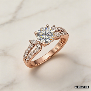 Anillo de Boda Personalizado de Oro Sólido de 14K Chapado en Oro de 14K/10K/18K con Diamante Redondo Brillante de un Quilate Cultivado en Laboratorio para Fiesta - Product Image 5