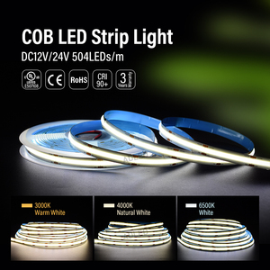 Ul được liệt kê 504 chip 10mm <span class=keywords><strong>COB</strong></span> LED Strip 12V dotless 2700k Trắng luz LED <span class=keywords><strong>COB</strong></span> <span class=keywords><strong>12W</strong></span> 17.85mm Cắt 5M 10M bánh xe không thấm nước <span class=keywords><strong>COB</strong></span> LED ánh sáng - Product Image 6