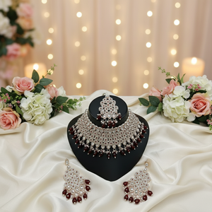 Parure de bijoux de mariée en laiton plaqué or et zircon, collier ras-du-cou, boucles d'oreilles pendantes, tikka, pour fiançailles, haute qualité, cadeau de fête et de mariage - Product Image 3