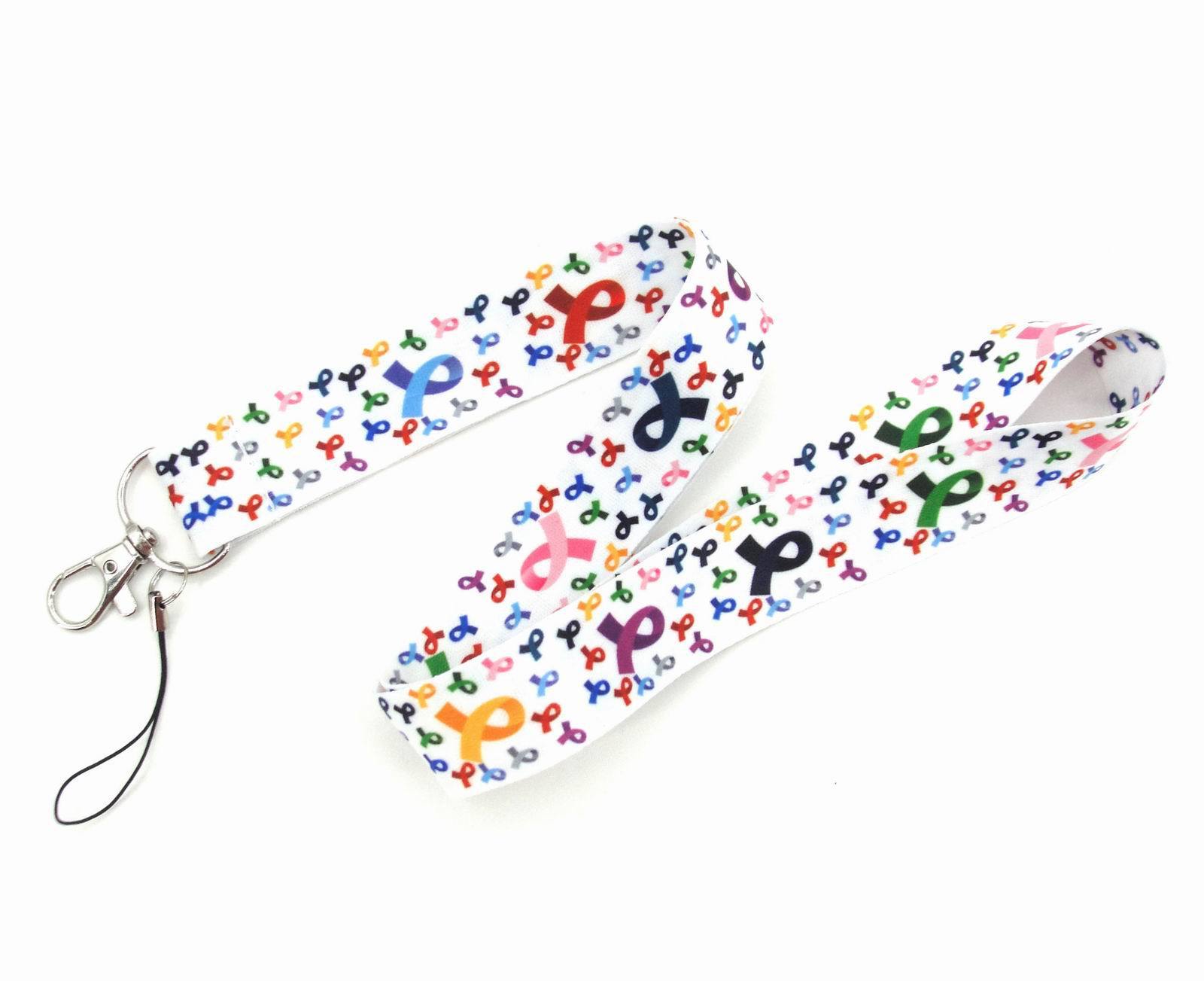 Lanyard Fashion Breast Cancer HIV Symbol Red Ribbon Logo Badge Lanyards Anti-Lost Portable ID Card Phone Lanyards Wholesale Image 5