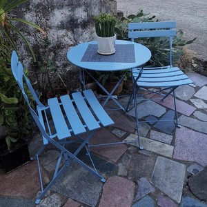 Ban công bàn ghế và bàn trà kết hợp khu vực giải trí bố trí đặt gấp bàn tròn nhỏ ngoài trời sân sắt rèn - Product Image 3