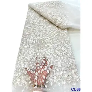 Lisami ผ้าลูกไม้3D ลายตาข่ายผ้าโปร่งปักเลื่อมสำหรับเจ้าสาวผ้าลูกไม้งานแต่งงานสำหรับชุดเจ้าสาว